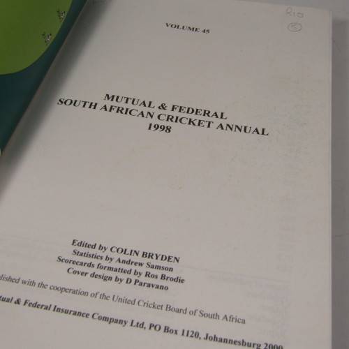 SA Cricket Annual `98 - Colin Bryden