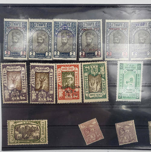 Abyssinia/Ethiopia lot of 17 Hinged mint stamps