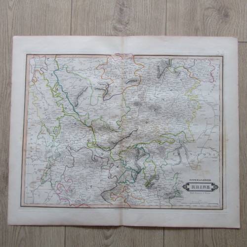 Original 1830`s map of Upper & Lower Rhine - published by W. Lizars, Edinburgh - 57 x 47cm
