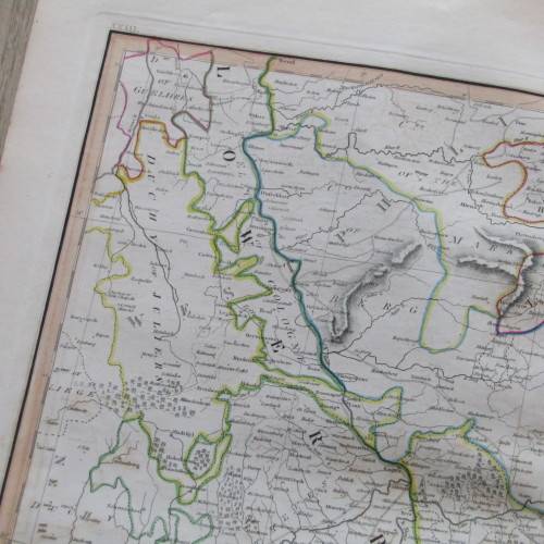 Original 1830`s map of Upper & Lower Rhine - published by W. Lizars, Edinburgh - 57 x 47cm