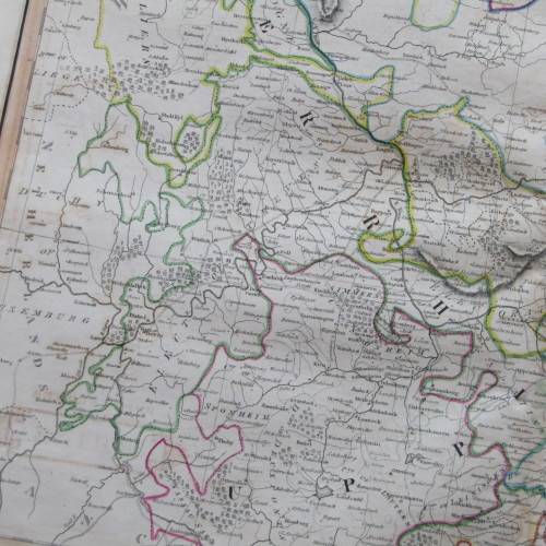 Original 1830`s map of Upper & Lower Rhine - published by W. Lizars, Edinburgh - 57 x 47cm