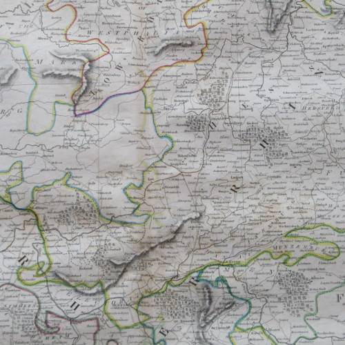 Original 1830`s map of Upper & Lower Rhine - published by W. Lizars, Edinburgh - 57 x 47cm