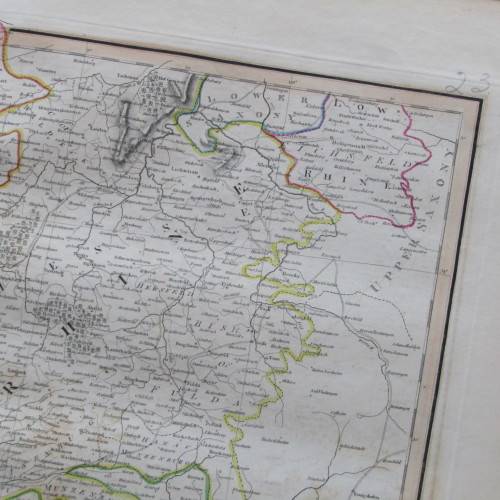 Original 1830`s map of Upper & Lower Rhine - published by W. Lizars, Edinburgh - 57 x 47cm