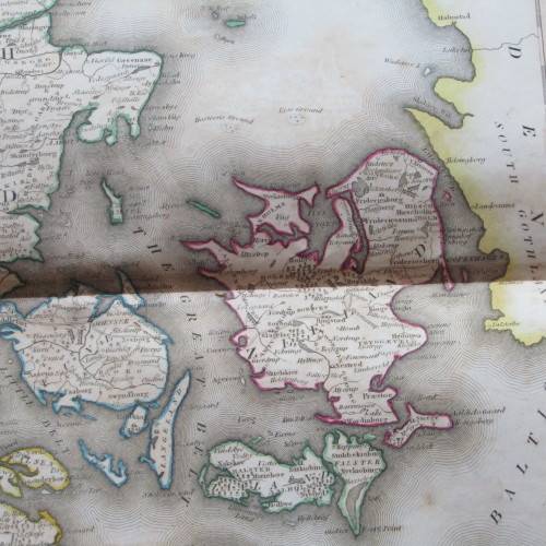 Original 1830`s map of Denmark - published by W. Lizars, Edinburgh - 47 x 57cm