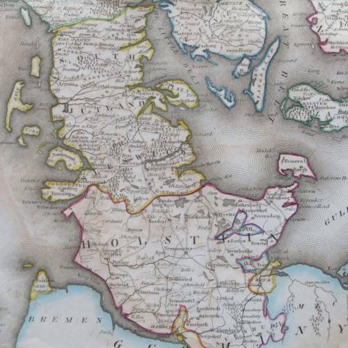 Original 1830`s map of Denmark - published by W. Lizars, Edinburgh - 47 x 57cm