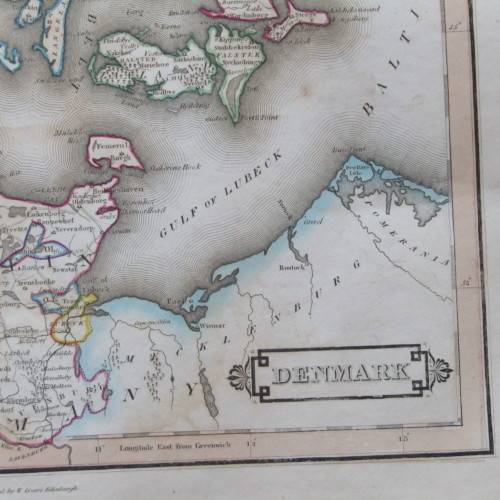 Original 1830`s map of Denmark - published by W. Lizars, Edinburgh - 47 x 57cm