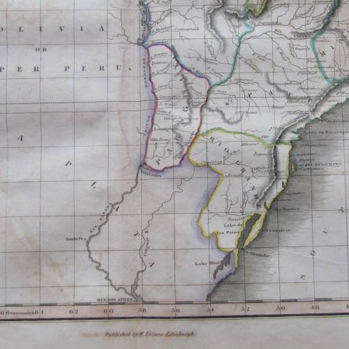Original 1830`s map of Lower Peru, Brazil & Paraguay - published by W. Lizars, Edinburgh