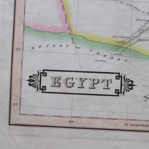 Original 1830`s map of Egypt - published by W.H. Lizars, Edinburgh - 47 x 57cm