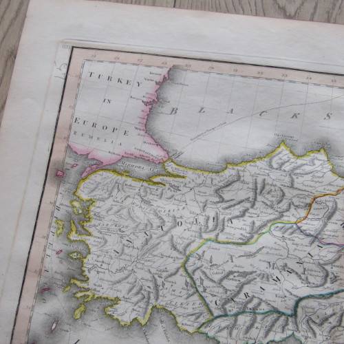 Original 1830`s map of Turkey in Asia - published by W.H. Lizars, Edinburgh - 57 x 47cm