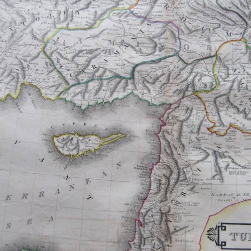 Original 1830`s map of Turkey in Asia - published by W.H. Lizars, Edinburgh - 57 x 47cm