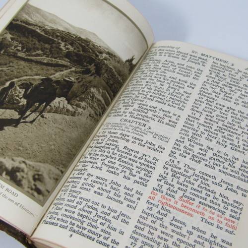 The Red Letter New Testament Bible with olive wood cover