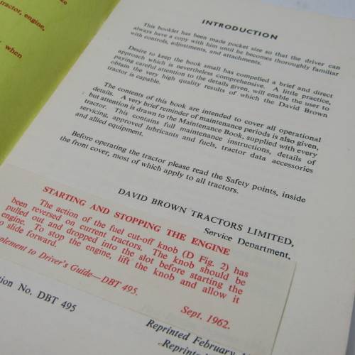 Vintage David Brown Drivers Guide for tractors
