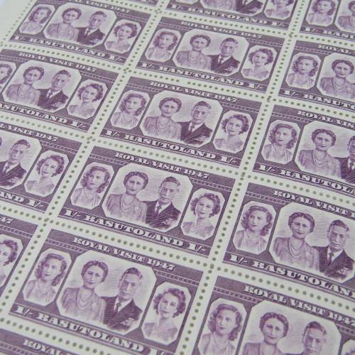 Basutoland stamps 1947 Royal Visit part sheets of 30 x 4 of SACC 32, 33, 34, 35
