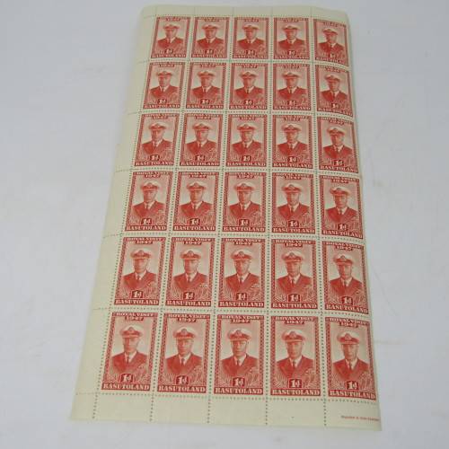 Basutoland stamps 1947 Royal Visit part sheets of 30 x 4 of SACC 32, 33, 34, 35