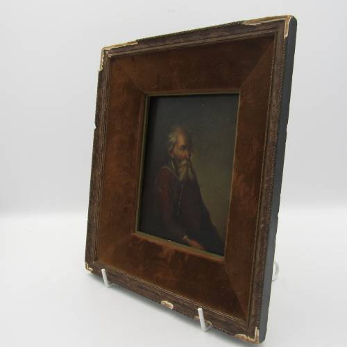 Antique oil on wood painting by Wilhelm Koller (1829 - 1884) with clear coating - some frame damage