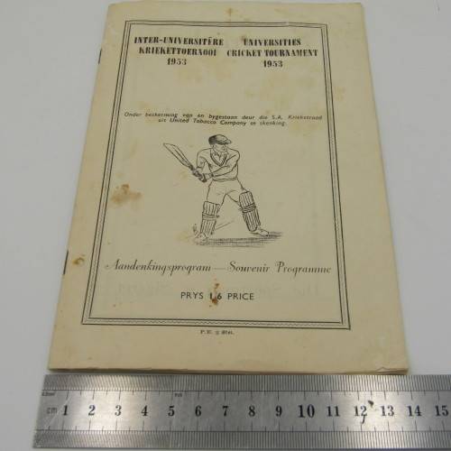 1951 Universities Cricket tournament programme with list of team members