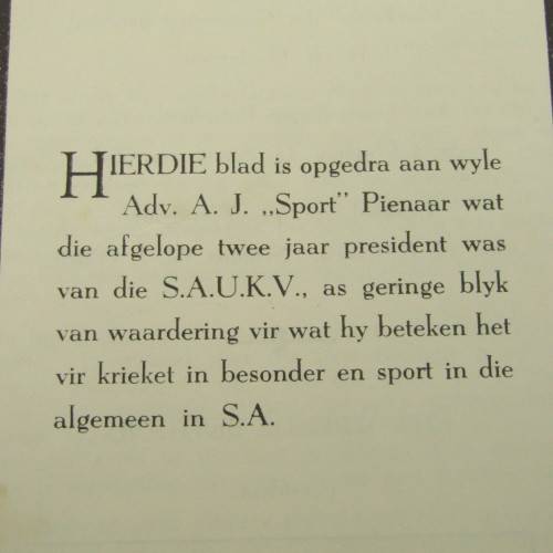 1951 Universities Cricket tournament programme with list of team members