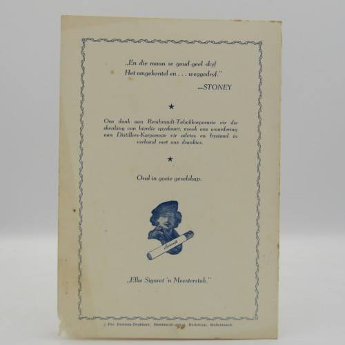 Huis Marais Stellenbosch Dinee 1951, 1952 and 1953 - programs Signed by attendees a rare find