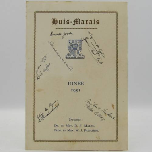 Huis Marais Stellenbosch Dinee 1951, 1952 and 1953 - programs Signed by attendees a rare find