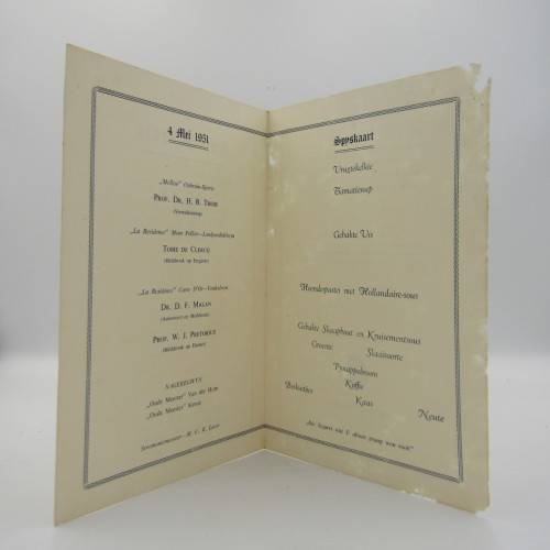 Huis Marais Stellenbosch Dinee 1951, 1952 and 1953 - programs Signed by attendees a rare find