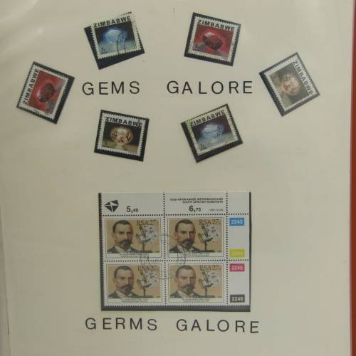 Thematic stamp album - The art of lace making 59 stamps / Famous People with insults 68 stamps