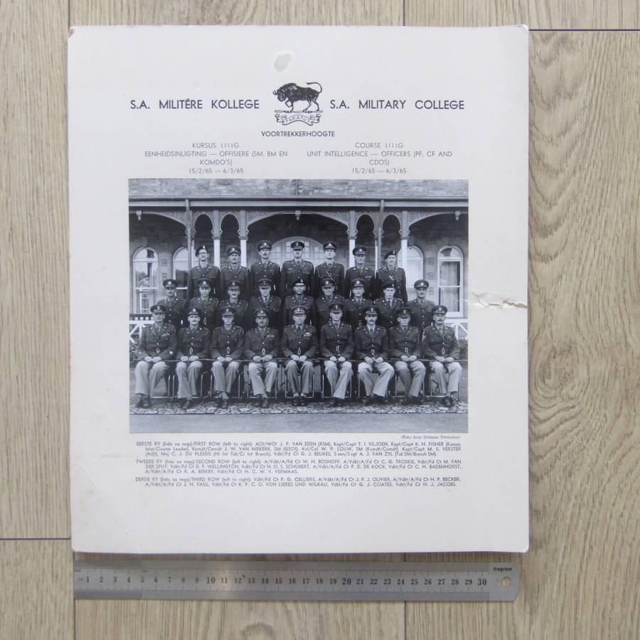 SADF Military college 1965 Officers photo with names