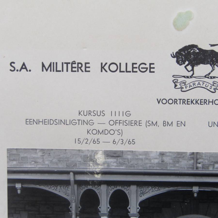 SADF Military college 1965 Officers photo with names