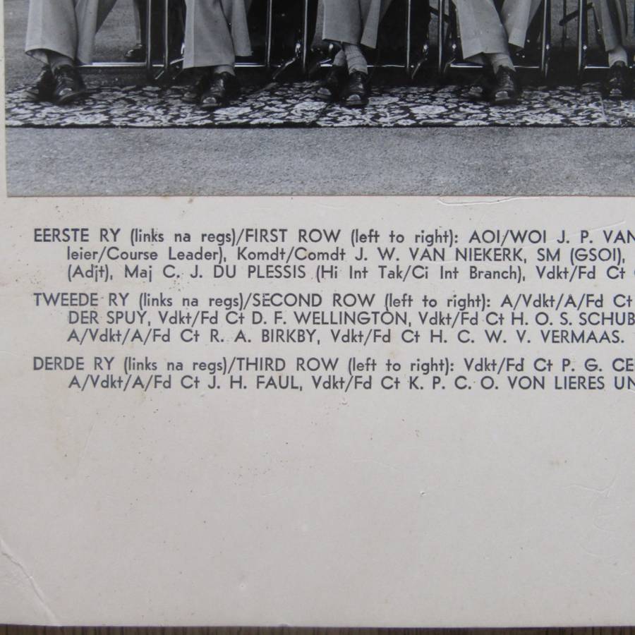 SADF Military college 1965 Officers photo with names