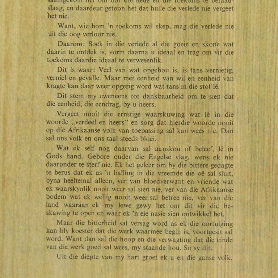 Paul Kruger`s last message - To General Louis Botha - moth damage