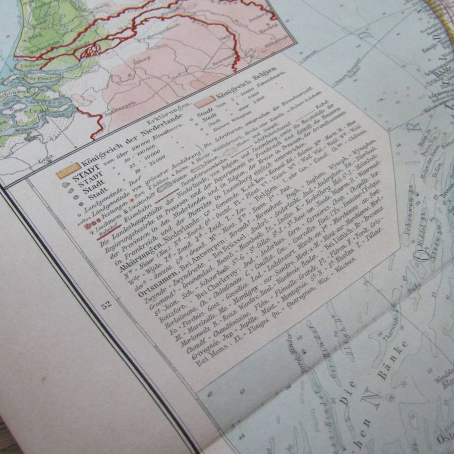 1901 Map of Netherlands & Belgium on A2 - 1 : 1 000 000 scale