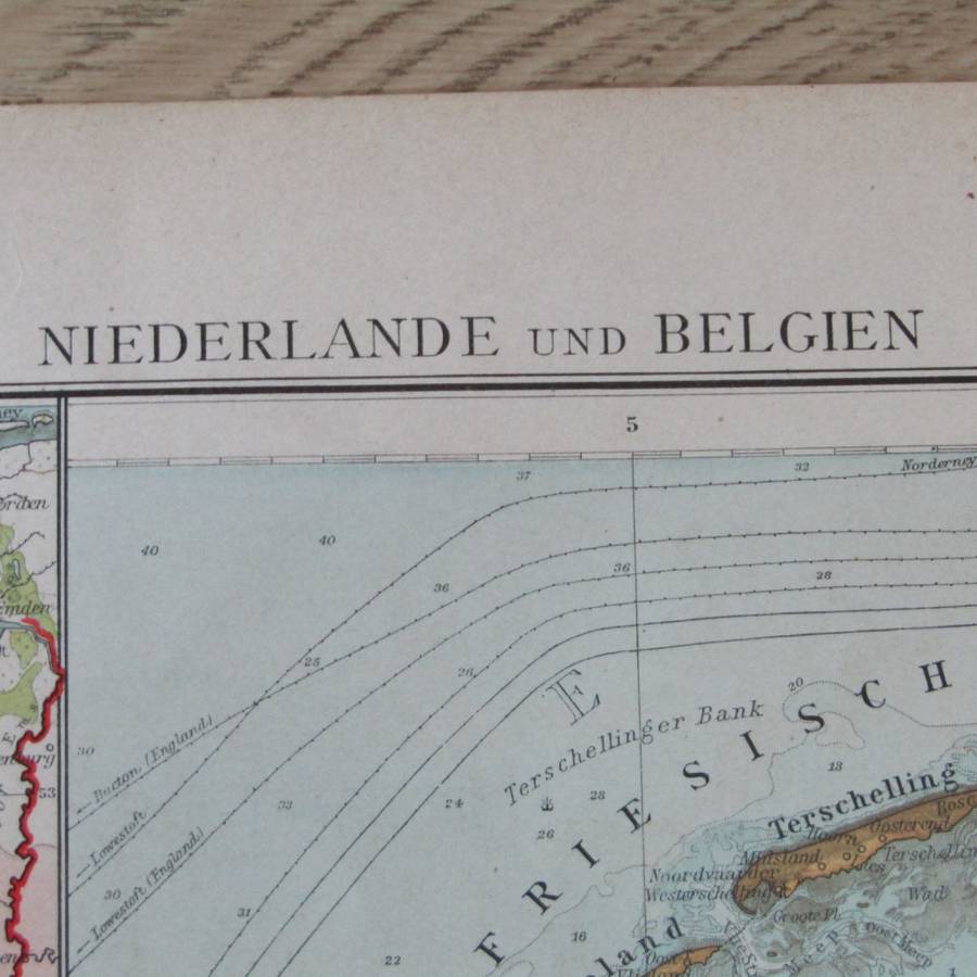 1901 Map of Netherlands & Belgium on A2 - 1 : 1 000 000 scale