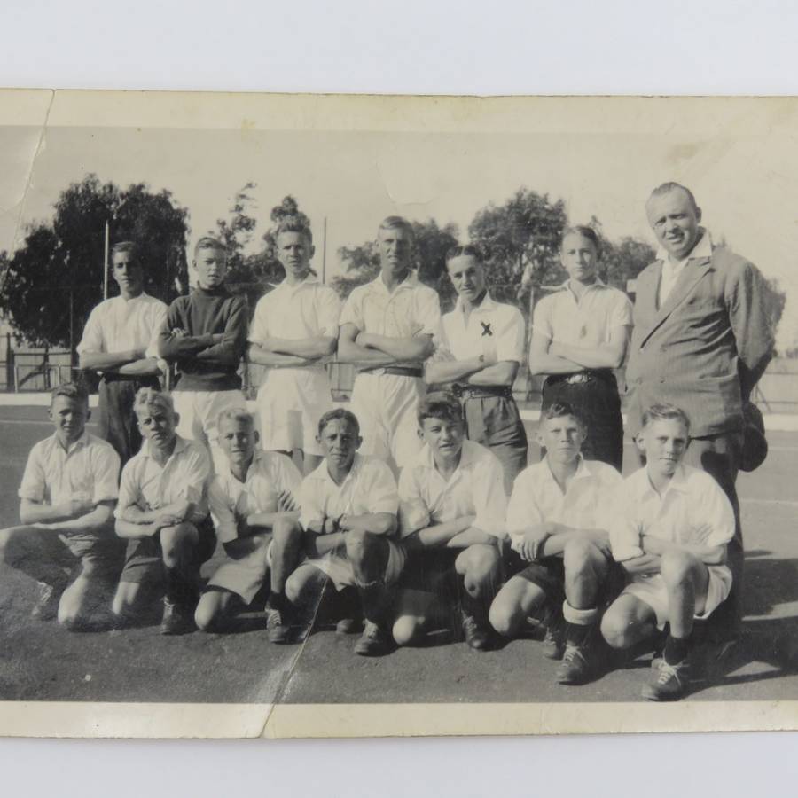 1934 photo of the Orange Free State Soccer team with names on the back