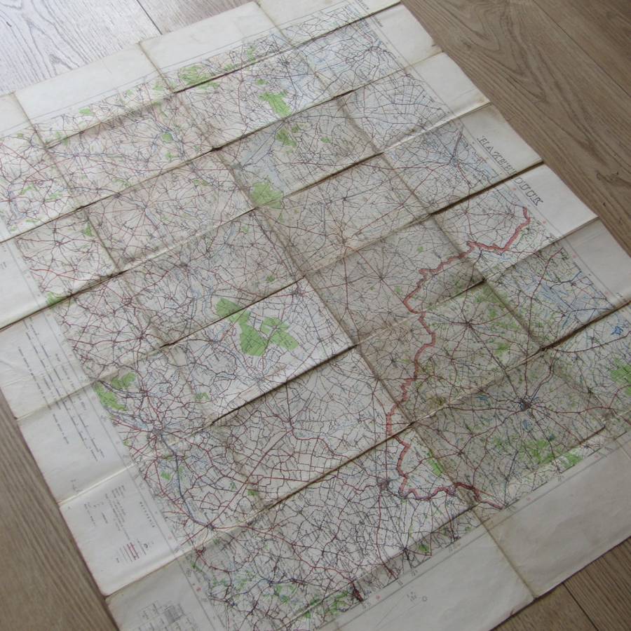 WW1 Hazebrouch Belgium large material map scale 1 : 100 000 YPRES area - official use military map