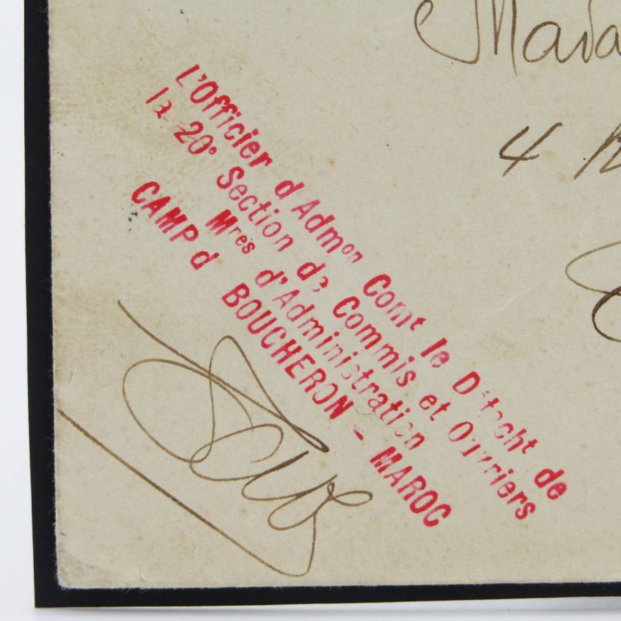 1908 Morocco Soldier`s letter to Compiegne with 2 front rubber stamps