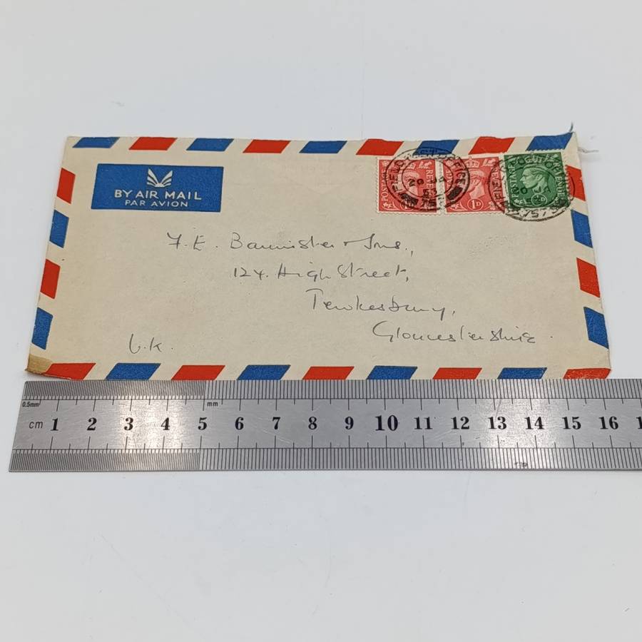 Postal Cover from Filed Post office Malta to Gloucestershire, England with 3 English stamps