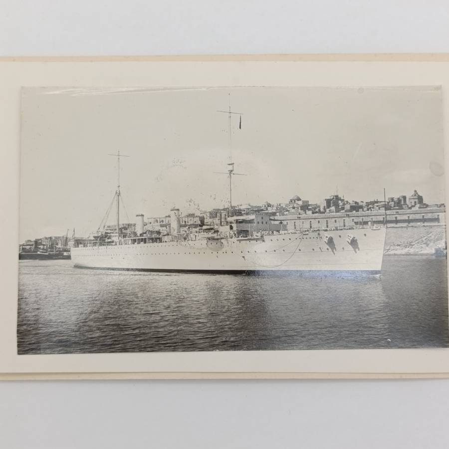 British H.M.S Woolwich 1935 Christmas Greetings card with photo of ship