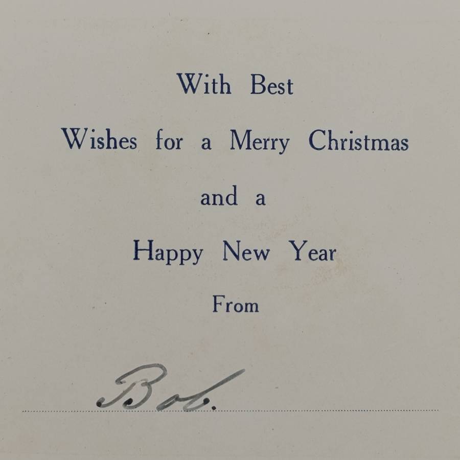 British H.M.S Woolwich 1935 Christmas Greetings card with photo of ship