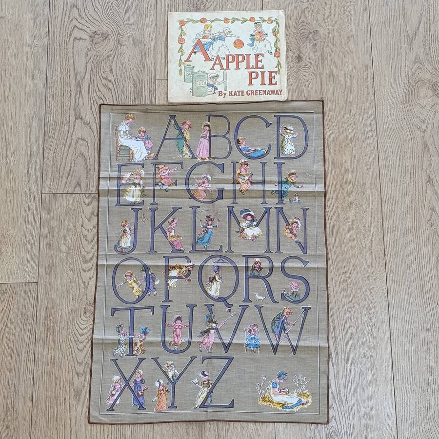 A Apple Pie by Kate Greenway with material Alphabet poster