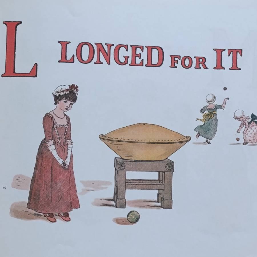 A Apple Pie by Kate Greenway with material Alphabet poster