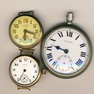 Lot of 3 old watches - not working - broken National, Elgin & Arisco