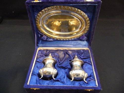 Salt and Pepper Pots with Tray - In Original Box - BNS India
