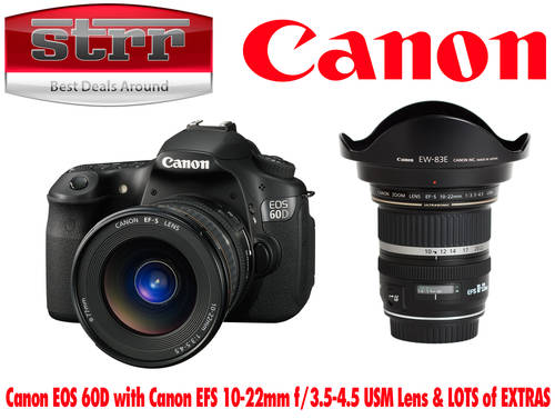 *** Canon EOS 60D SLR Digital Camera *** With Canon EFS 10-22mm F/3.5-4.5 USM Lens ** LOTS of EXTRAS
