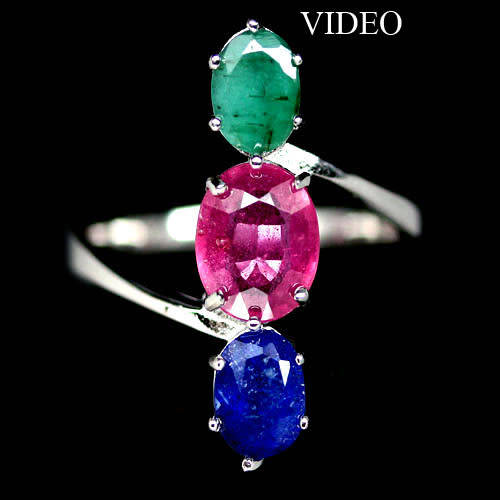 Natural Emerald and Sapphire Ring
