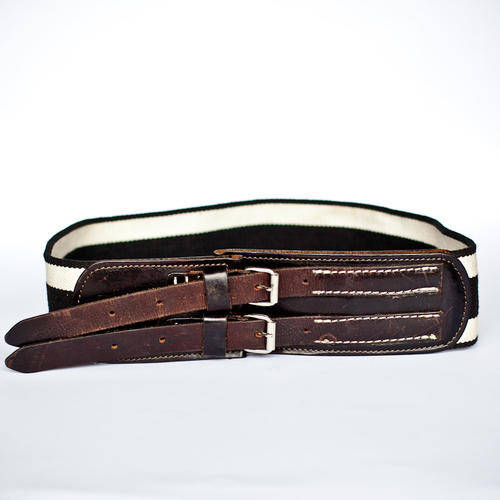SECONDHAND / Wide Leather Mix Belt / SIZE M