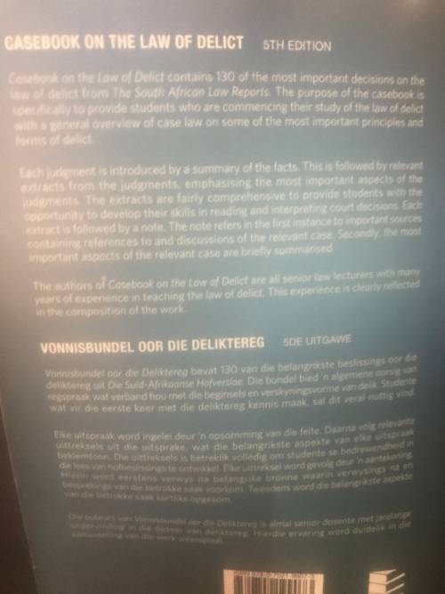Casebook on the Law of Delict / Vonnisbundel oor die Deliktereg ( 5th Edition)(FREE SHIPPING)