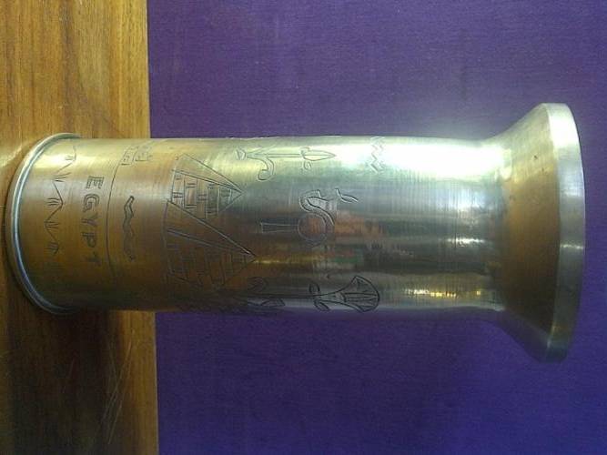 WOW!!! Vintage Bullet Shell from 1918 with Egyptian Engravings - Really Stunning!
