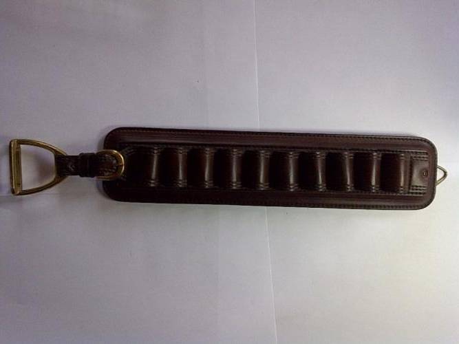 GENUINE LEATHER - As New - Leather Wall Mountable Pipe Holder with Horse Brass