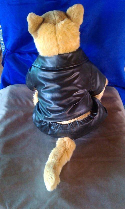 A cool Wolf in biker Leathers  +/- 34cm