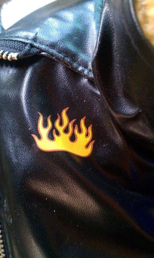 A cool Wolf in biker Leathers  +/- 34cm