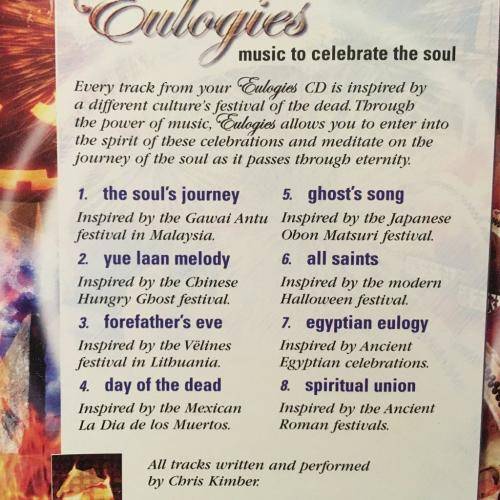 CD - Eulogies - Music to Celebrate the Soul - Enhancing Mind Body Spirit